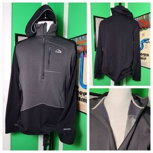 L.L. Bean Polartec 1/4 Zip Hooded Pullover Mens L Charcoal Performance Fleece
